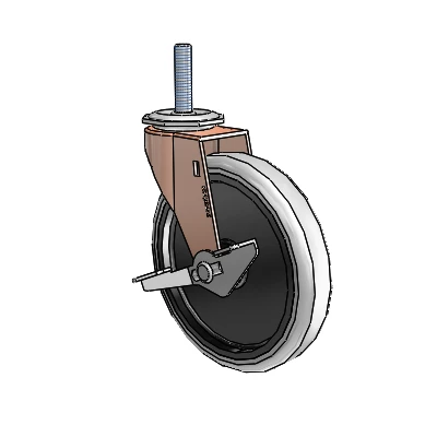 Regent Threaded Stem Copper Oxide Swivel Caster with 5 x .9375 Grey Thermoplastic Urethane Wheel and Side Brake