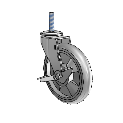 Regent Threaded Stem Polished Nickel Swivel Caster with 5 x .9375 Grey MonoTech Wheel and Side Brake