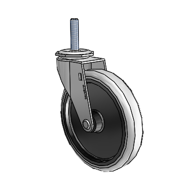 Regent Threaded Stem Polished Nickel Swivel Caster with 5 x .9375 Grey Thermoplastic Urethane Wheel