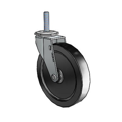 Regent Threaded Stem Zinc Swivel Caster with 5 x .9375 Black Polyolefin Wheel