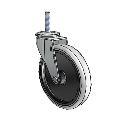 Regent Threaded Stem Zinc Swivel Caster with 5 x .9375 Grey Thermoplastic Urethane Wheel