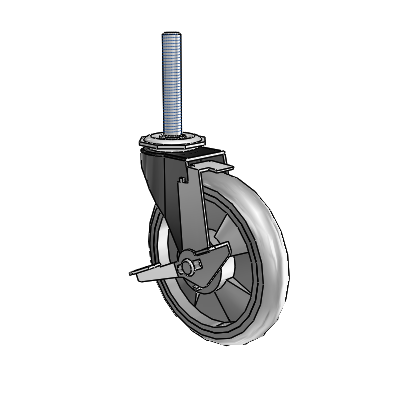 Regent Threaded Stem Black Oxide Swivel Caster with 5 x .9375 Grey MonoTech Wheel and Tread Lock Brake