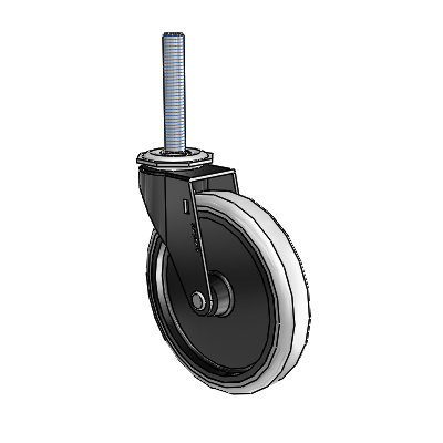 Regent Threaded Stem Black Oxide Swivel Caster with 5 x .9375 Grey Thermoplastic Urethane Wheel