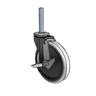 Regent Threaded Stem Black Oxide Swivel Caster with 5 x .9375 Grey Thermoplastic Urethane Wheel and Tread Lock Brake