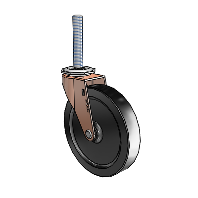 Regent Threaded Stem Copper Oxide Swivel Caster with 5 x .9375 Black Polyolefin Wheel