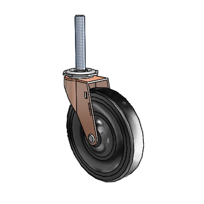 Regent Threaded Stem Copper Oxide Swivel Caster with 5 x .9375 Black Soft Rubber Wheel