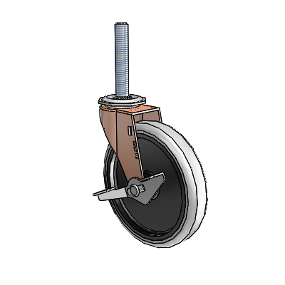 Regent Threaded Stem Copper Oxide Swivel Caster with 5 x .9375 Grey Thermoplastic Urethane Wheel and Side Brake