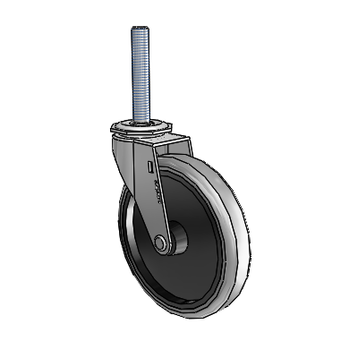 Regent Threaded Stem Polished Nickel Swivel Caster with 5 x .9375 Grey Thermoplastic Rubber Wheel