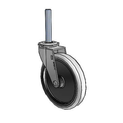 Regent Threaded Stem Polished Nickel Swivel Caster with 5 x .9375 Grey Thermoplastic Urethane Wheel