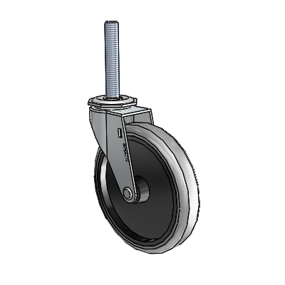 Regent Threaded Stem Zinc Swivel Caster with 5 x .9375 Grey Thermoplastic Rubber Wheel