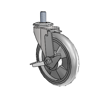 Regent Threaded Stem Bright Chrome Swivel Caster with 5 x .9375 Grey MonoTech Wheel and Tread Lock Brake