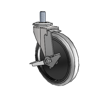 Regent Threaded Stem Bright Chrome Swivel Caster with 5 x .9375 Grey Thermoplastic Rubber Wheel and Tread Lock Brake