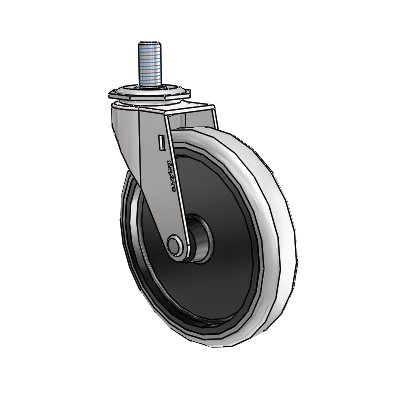 Regent Threaded Stem Bright Chrome Swivel Caster with 5 x .9375 Grey Thermoplastic Urethane Wheel