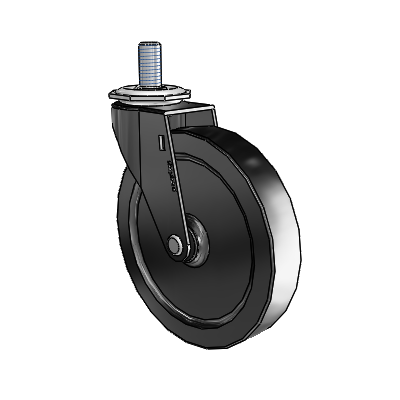 Regent Threaded Stem Black Oxide Swivel Caster with 5 x .9375 Black Polyolefin Wheel