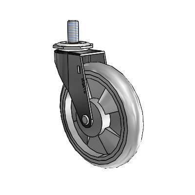 Regent Threaded Stem Black Oxide Swivel Caster with 5 x .9375 Grey MonoTech Wheel