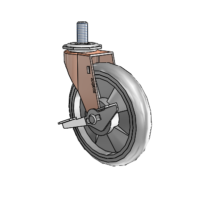 Regent Threaded Stem Copper Oxide Swivel Caster with 5 x .9375 Grey MonoTech Wheel and Side Brake