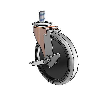 Regent Threaded Stem Copper Oxide Swivel Caster with 5 x .9375 Grey Thermoplastic Rubber Wheel and Tread Lock Brake