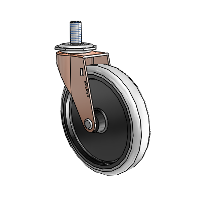 Roulette pivotante Regent à tige filetée en oxyde de cuivre, équipée de 5 roues en uréthane thermoplastique gris de 0,9375