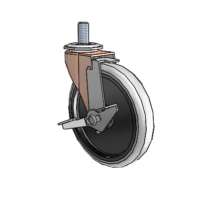 Regent Threaded Stem Copper Oxide Swivel Caster with 5 x .9375 Grey Thermoplastic Urethane Wheel and Tread Lock Brake