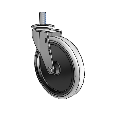 Regent Threaded Stem Polished Nickel Swivel Caster with 5 x .9375 Grey Thermoplastic Urethane Wheel