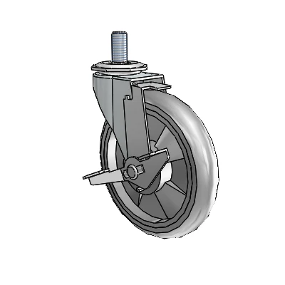 Regent Threaded Stem Zinc Swivel Caster with 5 x .9375 Grey MonoTech Wheel and Tread Lock Brake
