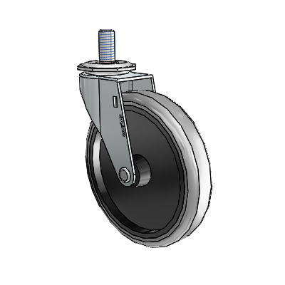 Regent Threaded Stem Zinc Swivel Caster with 5 x .9375 Grey Thermoplastic Rubber Wheel