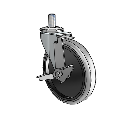 Regent Threaded Stem Zinc Swivel Caster with 5 x .9375 Grey Thermoplastic Rubber Wheel and Tread Lock Brake