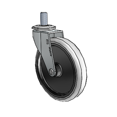 Regent Threaded Stem Zinc Swivel Caster with 5 x .9375 Grey Thermoplastic Urethane Wheel