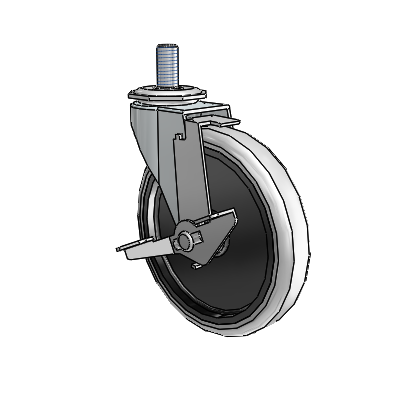 Regent Threaded Stem Zinc Swivel Caster with 5 x .9375 Grey Thermoplastic Urethane Wheel and Tread Lock Brake