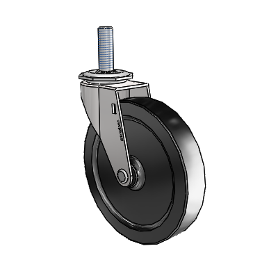Regent Threaded Stem Bright Chrome Swivel Caster with 5 x .9375 Black Polyolefin Wheel