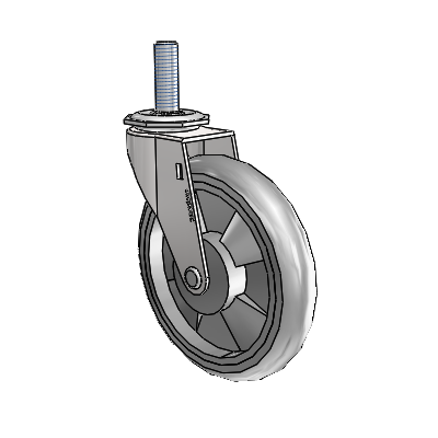 Regent Threaded Stem Bright Chrome Swivel Caster with 5 x .9375 Grey MonoTech Wheel
