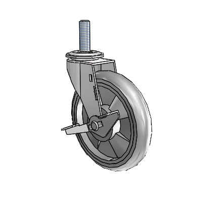 Regent Threaded Stem Bright Chrome Swivel Caster with 5 x .9375 Grey MonoTech Wheel and Side Brake