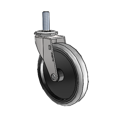 Regent Threaded Stem Bright Chrome Swivel Caster with 5 x .9375 Grey Thermoplastic Rubber Wheel