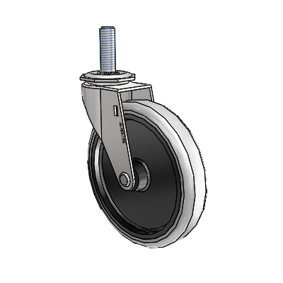 Regent Threaded Stem Bright Chrome Swivel Caster with 5 x .9375 Grey Thermoplastic Urethane Wheel