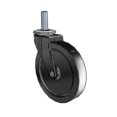 Regent Threaded Stem Black Oxide Swivel Caster with 5 x .9375 Black Polyolefin Wheel