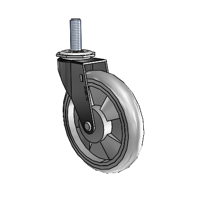 Regent Threaded Stem Black Oxide Swivel Caster with 5 x .9375 Grey MonoTech Wheel