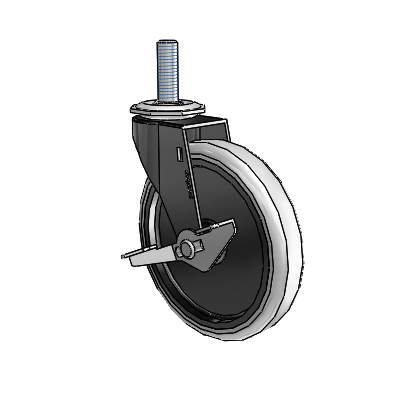 Regent Threaded Stem Black Oxide Swivel Caster with 5 x .9375 Grey Thermoplastic Urethane Wheel and Side Brake