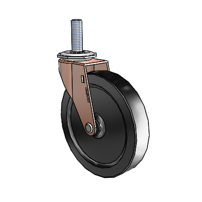 Regent Threaded Stem Copper Oxide Swivel Caster with 5 x .9375 Black Polyolefin Wheel