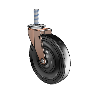 Regent Threaded Stem Copper Oxide Swivel Caster with 5 x .9375 Black Hard Rubber Wheel