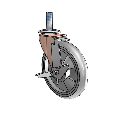 Regent Threaded Stem Copper Oxide Swivel Caster with 5 x .9375 Grey MonoTech Wheel and Tread Lock Brake