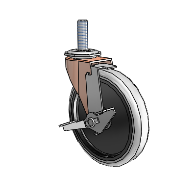Regent Threaded Stem Copper Oxide Swivel Caster with 5 x .9375 Grey Thermoplastic Urethane Wheel and Tread Lock Brake