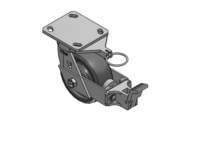 170 Series Top Plate Swivel Caster with 5 x 2 Grey Elastomer SE - Solid Elastomer Wheel and Face Brake