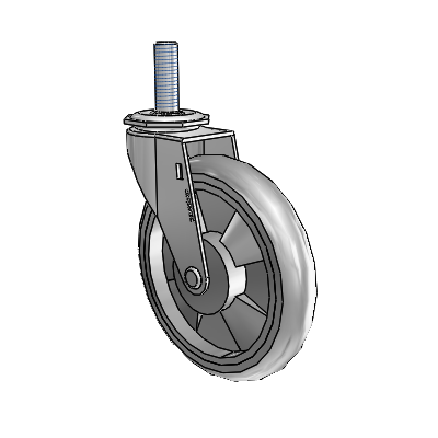 Regent Threaded Stem Polished Nickel Swivel Caster with 5 x .9375 Grey MonoTech Wheel