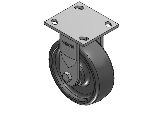 170 Series Top Plate Rigid Caster with 6 x 2 Grey Elastomer SE - Solid Elastomer Wheel