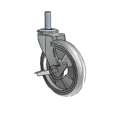 Regent Threaded Stem Zinc Swivel Caster with 5 x .9375 Grey MonoTech Wheel and Side Brake