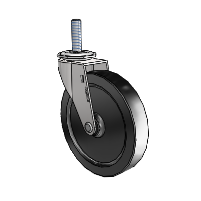 Regent Threaded Stem Bright Chrome Swivel Caster with 5 x .9375 Black Polyolefin Wheel