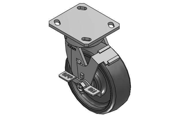 170 Series Top Plate Swivel Caster with 6 x 2 Grey Elastomer SE - Solid Elastomer Wheel and Face Brake