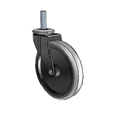 Regent Threaded Stem Black Oxide Swivel Caster with 5 x .9375 Grey Thermoplastic Rubber Wheel
