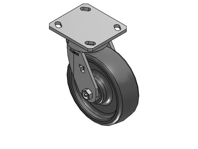 170 Series Top Plate Swivel Caster with 6 x 2 Grey Elastomer SE - Solid Elastomer Wheel