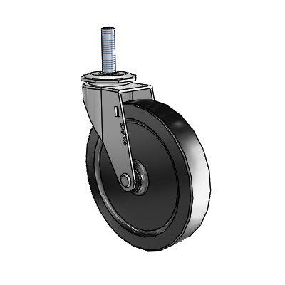 Regent Threaded Stem Polished Nickel Swivel Caster with 5 x .9375 Black Polyolefin Wheel